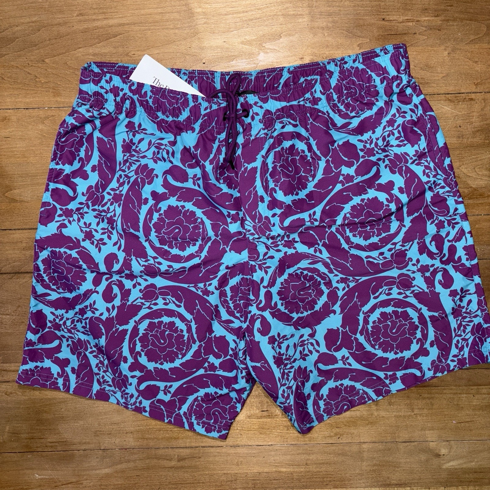 Versace Barocco Silhouette Boardshorts 'Teal/Plum' Swim Trunk With Net Abstract